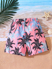 Boys Tropical Coconut Trees Casual Shorts for Beach Vacation