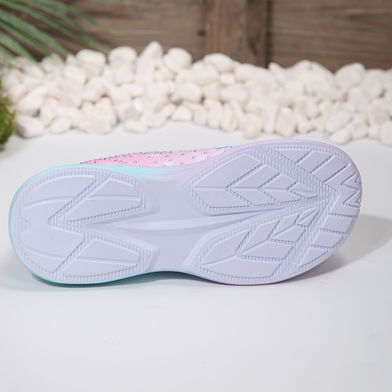 Breathable Cartoon Dog Print Non slip Running Shoes with Rhinestone Decoration