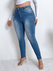 Women's Plus High Rise Skinny Pocketed Jeans