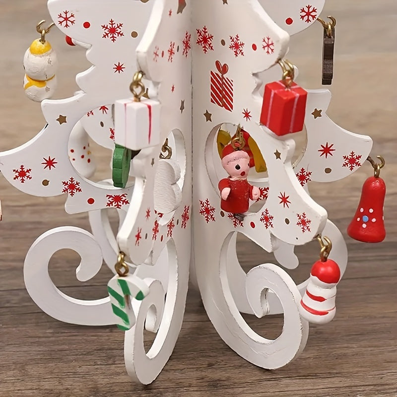 Funny Wooden Christmas Tree Decor with Small Pendants - Home and Office Decor