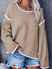 Casual Sweater Women's Plus Solid Long Sleeve Round Neck