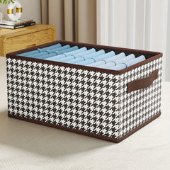 Foldable Houndstooth Storage Box - Non-woven Container for Household Items