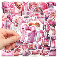 50pcs Pink Wedding Souvenir Decorative Sticker Series Waterproof DIY Decoration