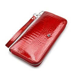 Crocodile Pattern Leather Wallet Wristband Bag Women's Coin Purse