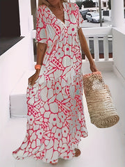 Casual Dress Women's Plus V-Neck Stretch Maxi Dress