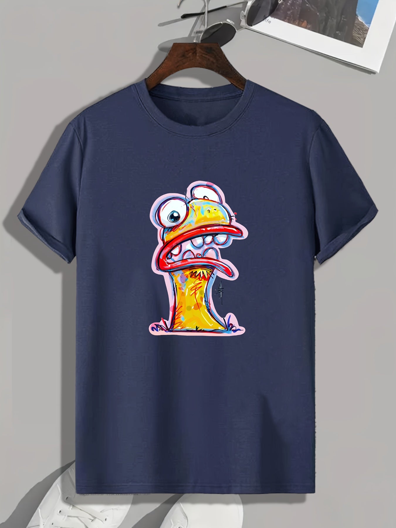 Cartoon Print Men's Graphic T-shirt for Summer