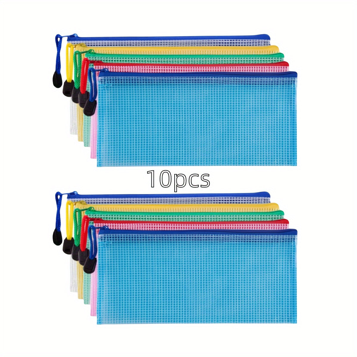 5pcs Zipper Mesh Envelope File Storage Bag Receipt Pencil Bag