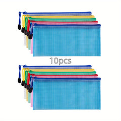 5pcs Zipper Mesh Envelope File Storage Bag Receipt Pencil Bag
