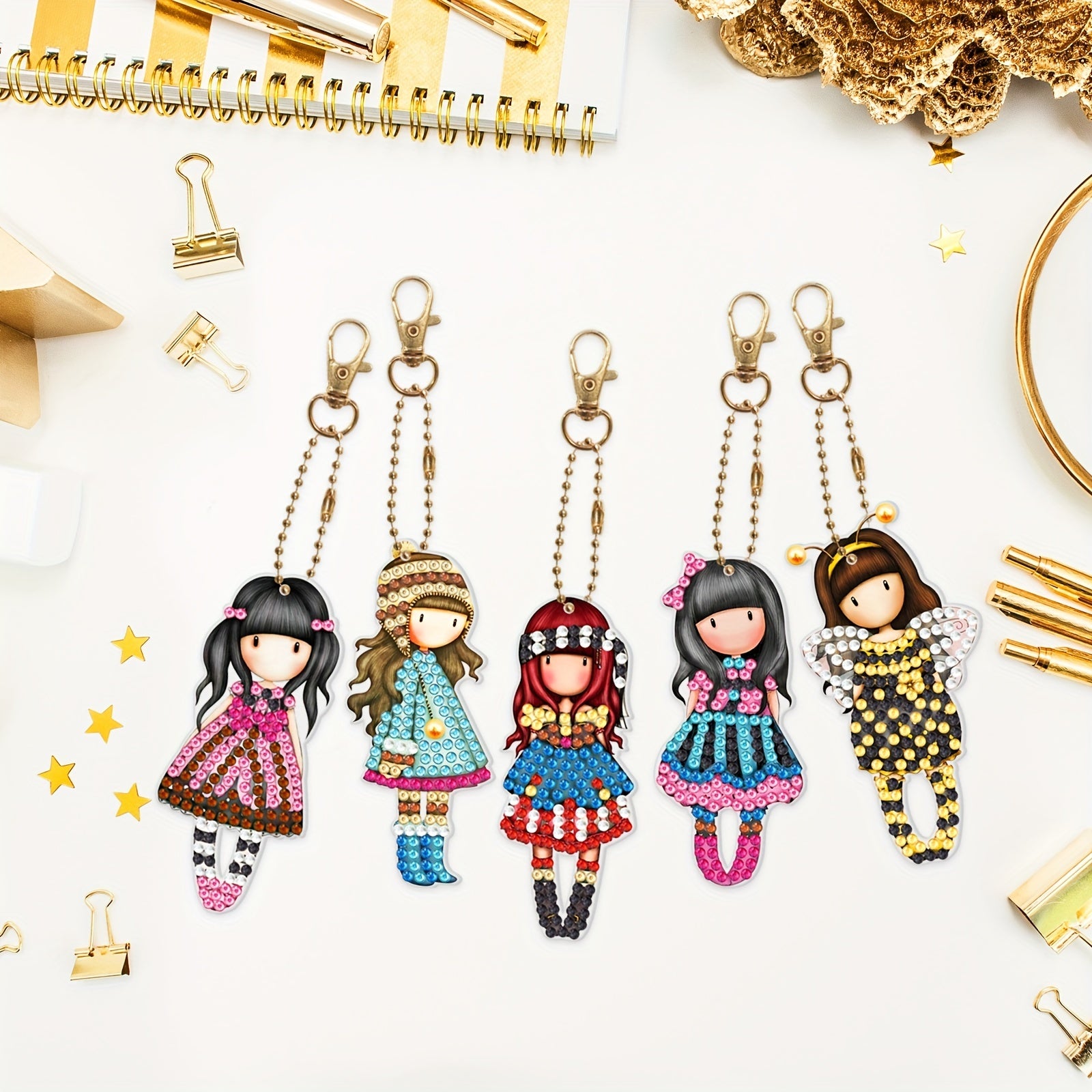 Girl Keychain Cartoon Animal Diamond Mosaic Backpack Pendant Kit