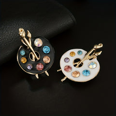 Colorful Soft Enamel Draw Palette Brooch Rhinestone Pin