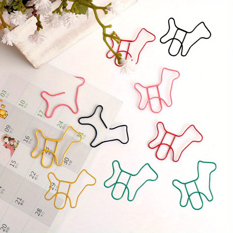 24pcs Puppy Paperclips Colorful Animals Curved Pins Study Office Supplies