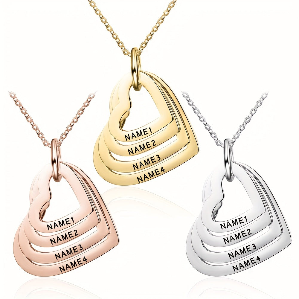Personalized Heart Shaped Women's Necklace with Carved Name Letter
