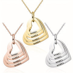 Personalized Heart Shaped Women's Necklace with Carved Name Letter