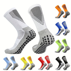 Anti Slip Silicone Bottom Mid Calf Athletic Socks For Football