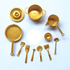 10pcs Dollhouse Mini Kitchen Cookware Set - Stovetop Pots and Pans 1:12 Scale