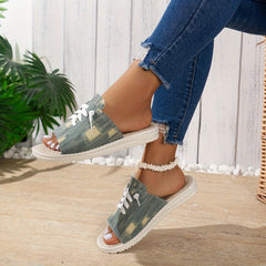 Women's Flat Canvas Sandals Open toe Strap Sandals