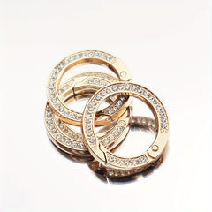 Glitter Rhinestone Keychain w/ D Ring 2 Key Rings Fingerprint Resistant Plating