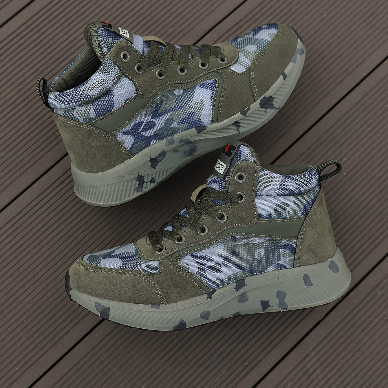 Women's Camo High Hiking Boots Non-slip Lace-up Outdoor Short Tube Boots