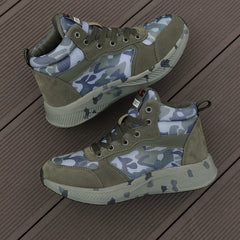 Women's Camo High Hiking Boots Non-slip Lace-up Outdoor Short Tube Boots