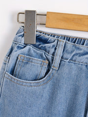 Girls High Waist Jeans Casual Straight Leg Denim Pants