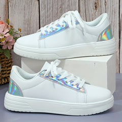 Reflective Faux Leather Heighten Skate Shoes Non Slip Flat Sneakers