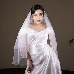 Chic Beaded Crystal Lace Wedding Veil