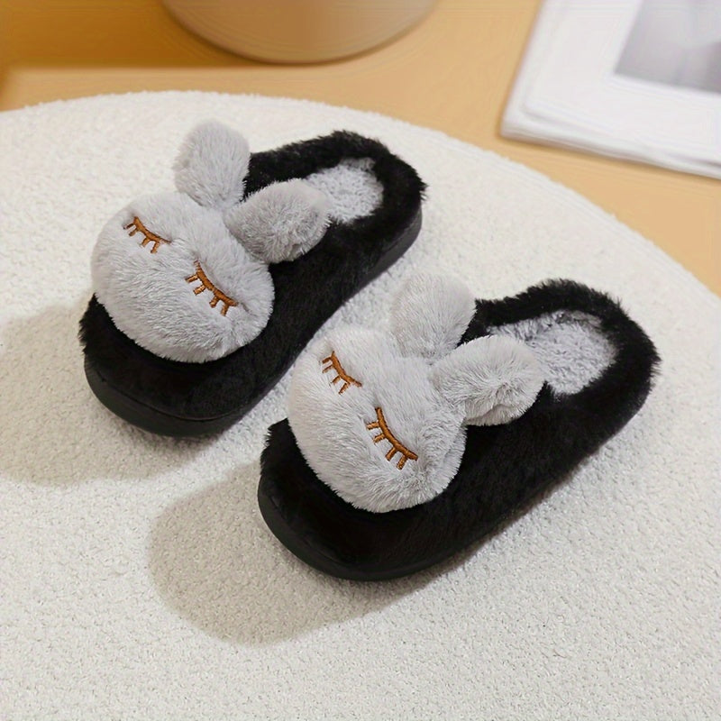 Girls Cartoon Rabbit Furry House Shoes, Non Slip Soft Bottom Walking Shoes