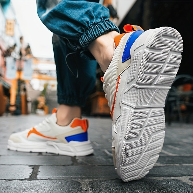 Men's Block Sneakers Wear resistant Non slip Lace Up Mesh Breathable
