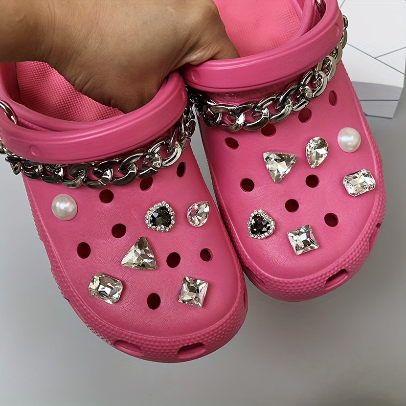 Rhinestone & Chain Shoe Charms for DIY Clogs - Shoe Accessories