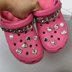 Rhinestone & Chain Shoe Charms for DIY Clogs - Shoe Accessories