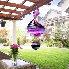 3D Hanging Wind Spinner Metal Flowers Yard Art