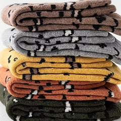 5 Pairs Leopard Print Socks Comfy Mid Tube Women's Stockings