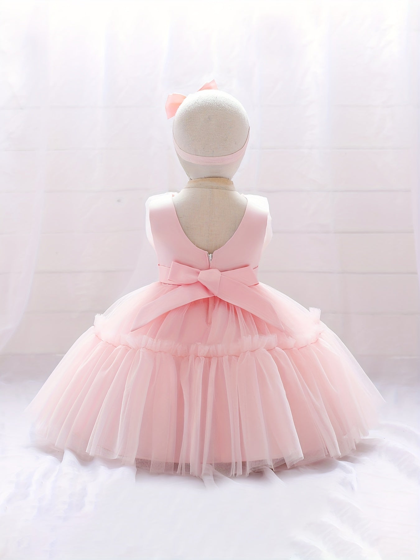 Princess Dress Sleeveless Bow Mesh Puffy Skirt Girls Gown Dress