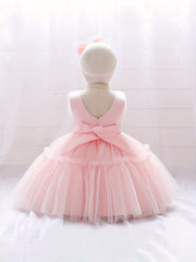 Princess Dress Sleeveless Bow Mesh Puffy Skirt Girls Gown Dress
