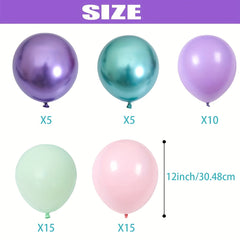 50pc Macaroon Pink Green Purple Balloon Set