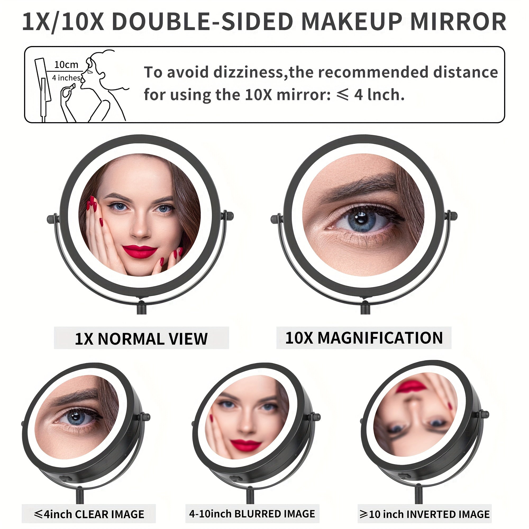10X Magnification Lighted Makeup Mirror