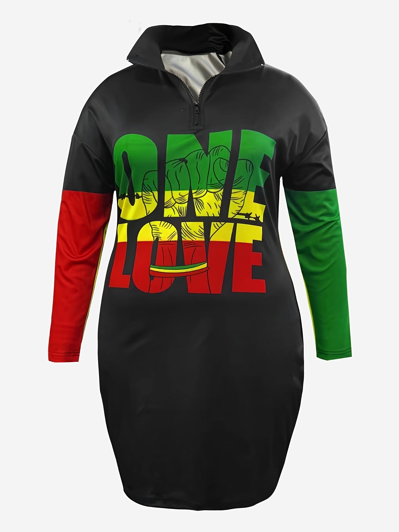 Casual Dress Women's Plus Funny Fist & Letter Print