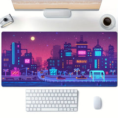 Pixel Style Night City Scene Vehicle Art Anti-Slip Mouse Pad
