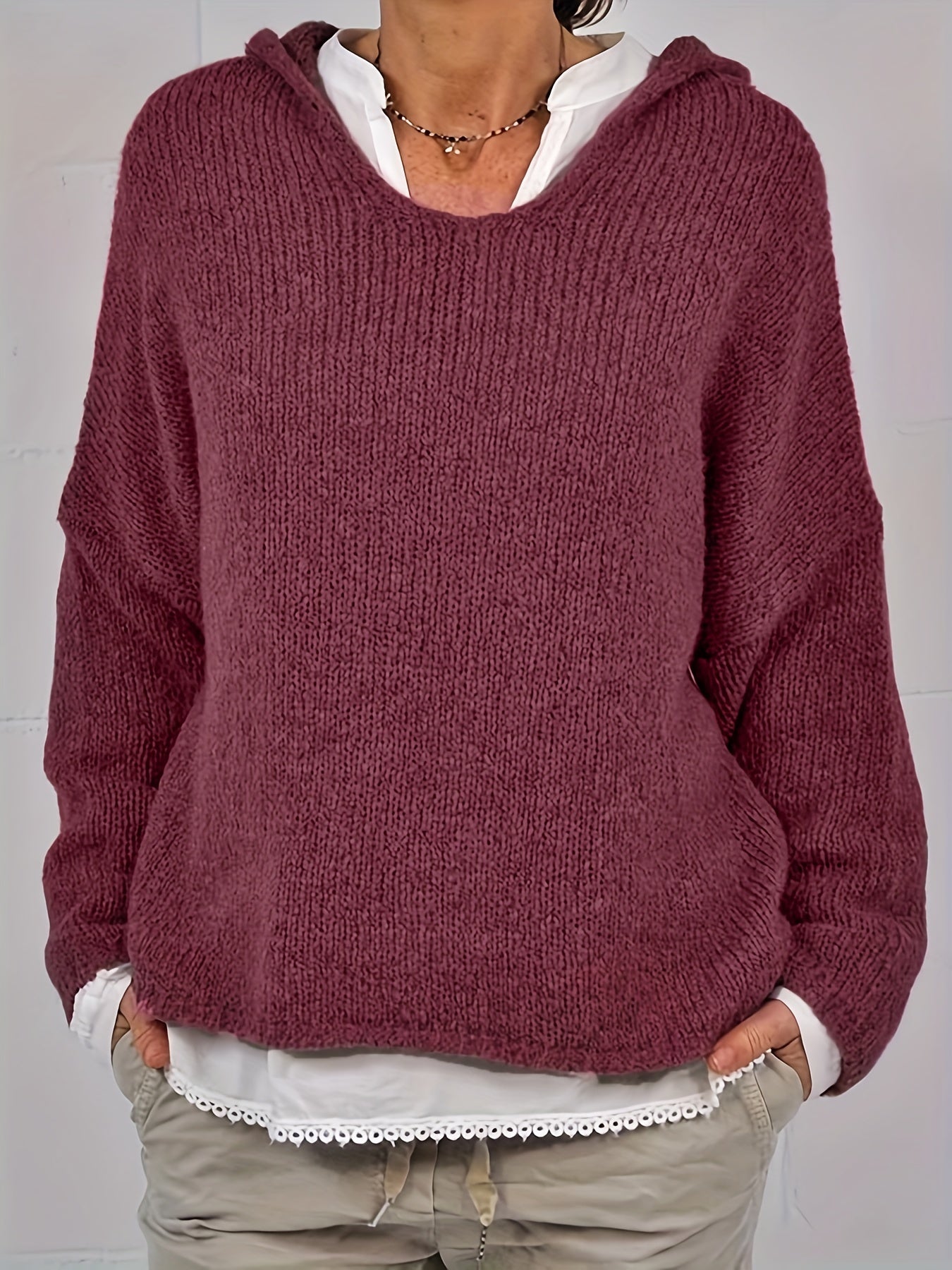 Solid Long Sleeve Pullover Hoodie