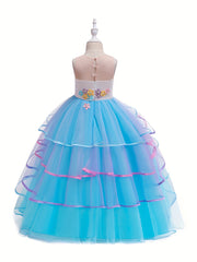 Girl's Unicorn Princess Dress Set Fairy Tale Cosplay Kids Costume