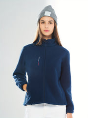 Casual Sweatshirt Jacket Mock Neck Zipper Pockets Sports Coat