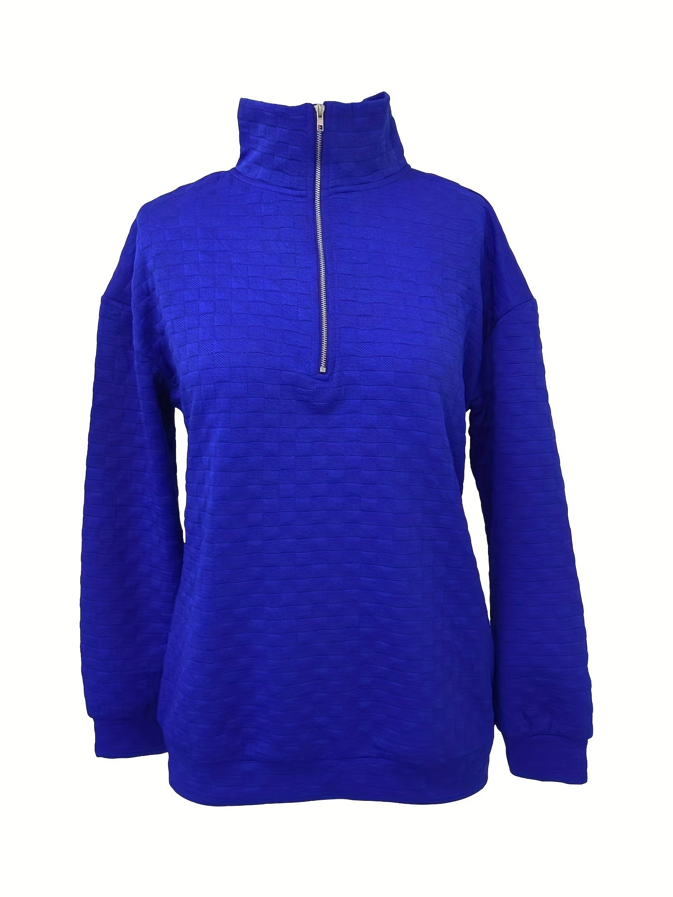 Textured Zip Up Sweatshirt Long Sleeve Women's Clothing