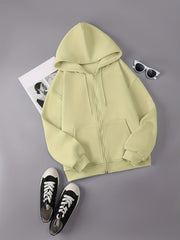 Drawstring Hoodie Zip Up Sweatshirt