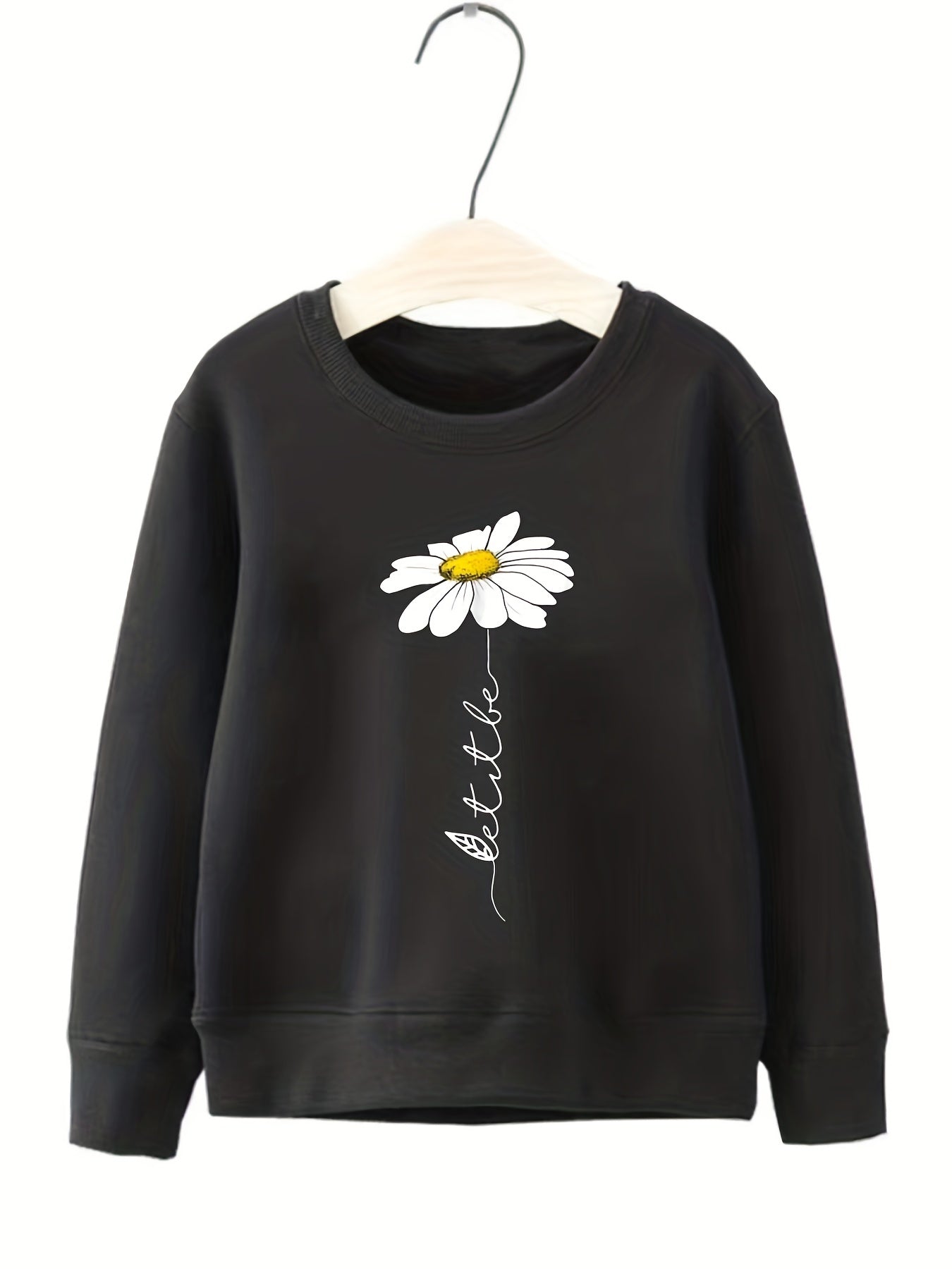 Daisy Flower Pattern Sweatshirt for Girls Long Sleeve Pullover Kids Clothing