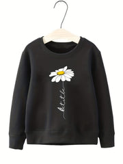 Daisy Flower Pattern Sweatshirt for Girls Long Sleeve Pullover Kids Clothing