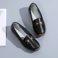 Women's Buckle Decor Loafers Comfy Slip On Shoes Non Slip Flats