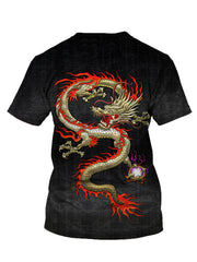 Dragon Pattern T-Shirt Men's Street Style Tee Shirt Summer
