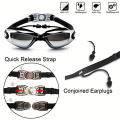 Swim Goggles Set with Nose Clip & Ear Plugs
