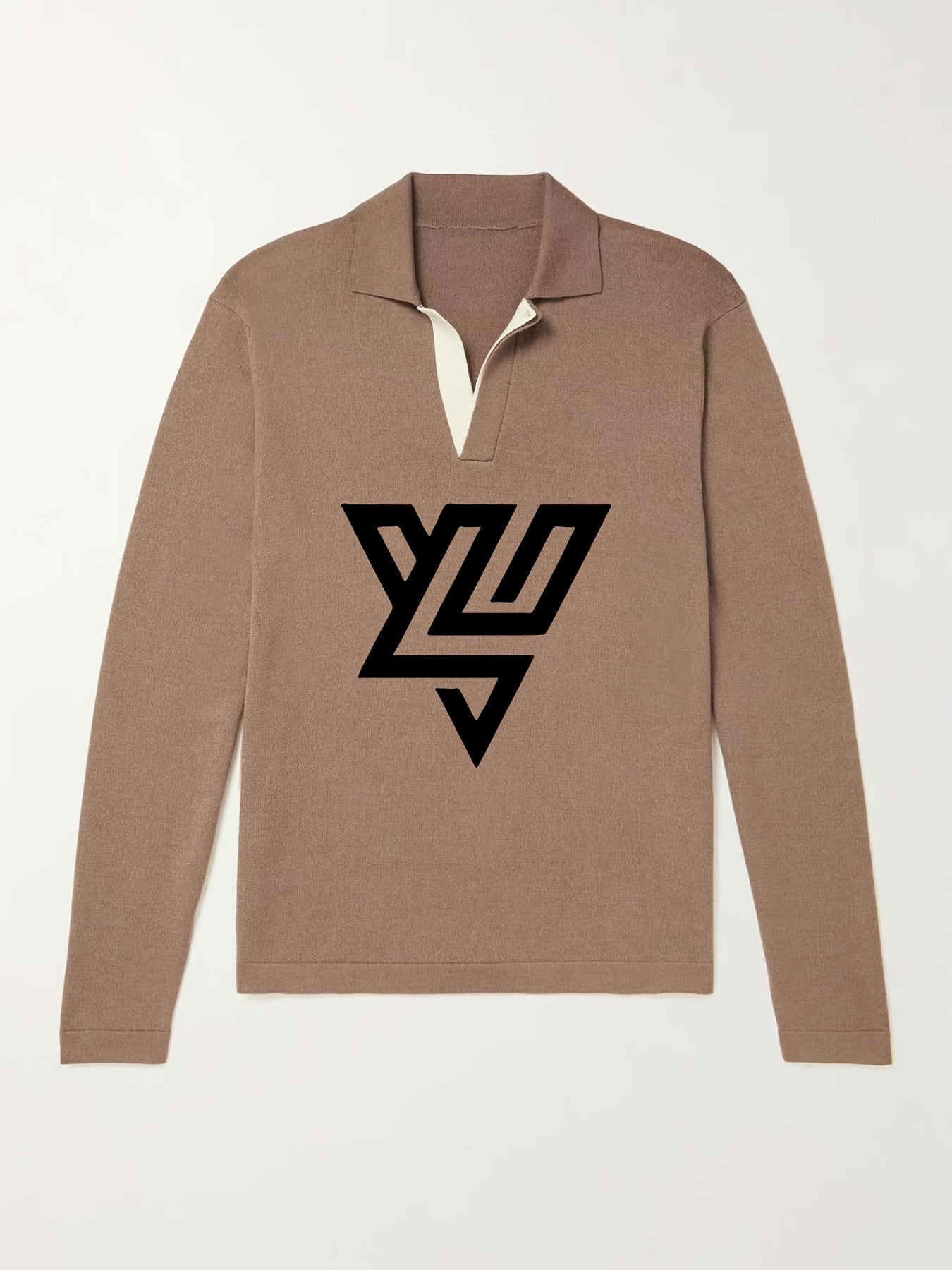 Geometric Pattern Knit Polo Shirt Men's Casual Lapel Stretch V Neck Pullo