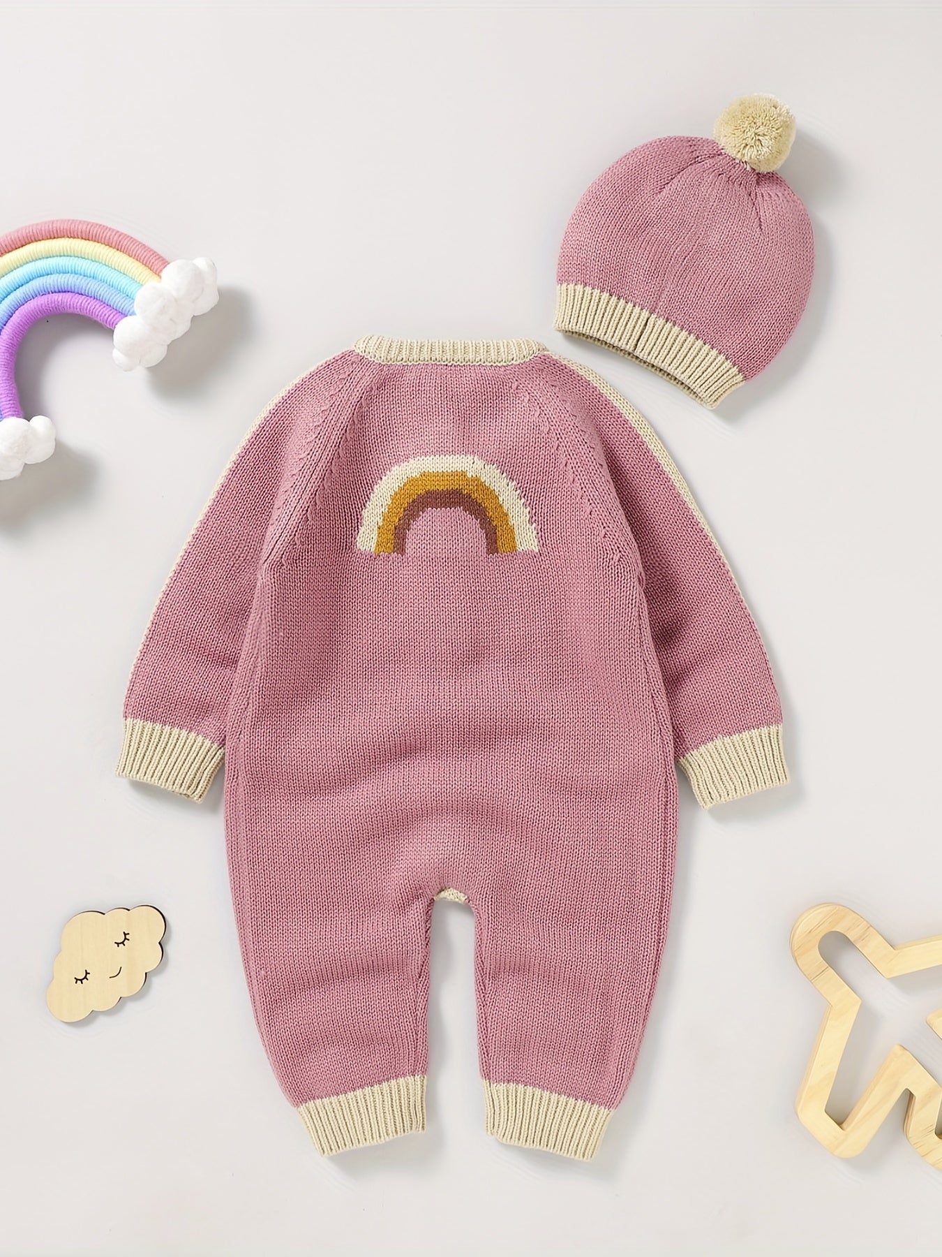 Baby Sweater Romper Set Newborn Knitted Jumpsuit With Hat